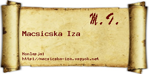 Macsicska Iza névjegykártya